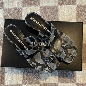 Alexander Wang Black and Gray Snakeskin Sandals